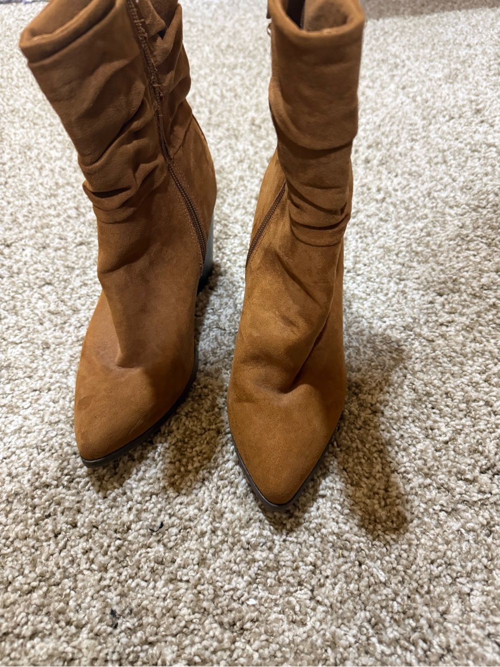 Kohl's Tan Slouchy Pointed-Toe Mid-Calf Heeled Boots